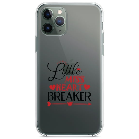 DistinctInk Clear Shockproof Hybrid Case for iPhone 11 Pro MAX (6.5" Screen) - TPU Bumper Acrylic Back Tempered Glass Screen Protector - Little Miss Heart Breaker