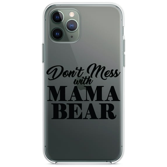 DistinctInk Clear Shockproof Hybrid Case for iPhone 11 Pro MAX (6.5" Screen) - TPU Bumper Acrylic Back Tempered Glass Screen Protector - Don't Mess with MAMA BEAR