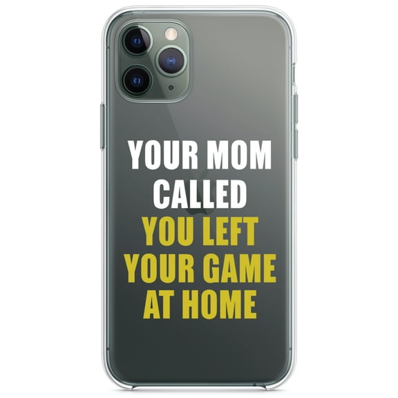 DistinctInk Clear Shockproof Hybrid Case for iPhone 11 Pro MAX (6.5" Screen) - TPU Bumper Acrylic Back Tempered Glass Screen Protector - Your Mom Called You Left Your Game at Home