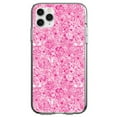 thumbnail image 1 of DistinctInk Clear Shockproof Hybrid Case for iPhone 11 Pro MAX (6.5" Screen) - TPU Bumper, Acrylic Back, Tempered Glass Screen Protector - Preppy Pattern - Pink & White Flowers Floral, 1 of 2
