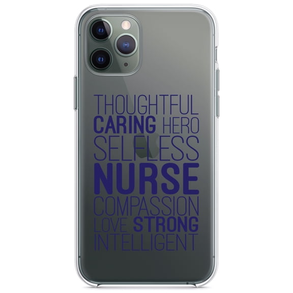 DistinctInk Clear Shockproof Hybrid Case for iPhone 11 Pro MAX (6.5" Screen) - TPU Bumper Acrylic Back Tempered Glass Screen Protector - Thoughtful Caring Hero Selfless Nurse