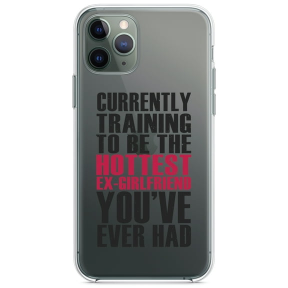 DistinctInk Clear Shockproof Hybrid Case for iPhone 11 Pro MAX (6.5" Screen) - TPU Bumper Acrylic Back Tempered Glass Screen Protector - Training to be Hottest Ex Girlfriend Ever