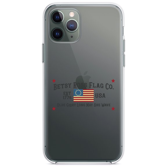 DistinctInk Clear Hybrid Case for Apple iPhone 12 (6.1" Screen) - Old Glory USA - Lightweight Grip