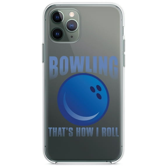 DistinctInk Clear Hybrid Case for Apple iPhone 12 (6.1" Screen) - Bowling That's How I Roll - Slim Profile Design