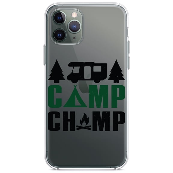 DistinctInk Clear Hybrid Case for Apple iPhone 12 (6.1" Screen) - Camping Fire - Shockproof Protection