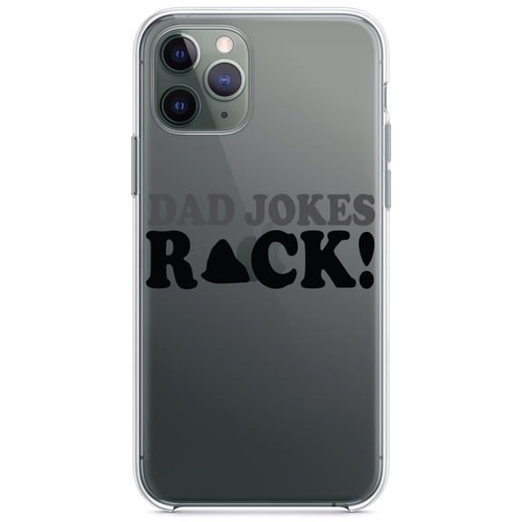 DistinctInk Clear Hybrid Case for Apple iPhone 12 (6.1" Screen) - Dad Jokes Rock - Slim Profile Design