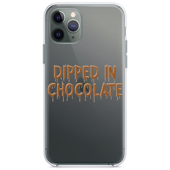 DistinctInk Clear Hybrid Case for Apple iPhone 12 (6.1" Screen) - Dipped in Chocolate - Shockproof Protection