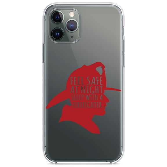 DistinctInk Clear Hybrid Case for Apple iPhone 12 (6.1" Screen) - Feel Safe at Night Sleep with a Firefighter - Raised Bezel Screen Guard