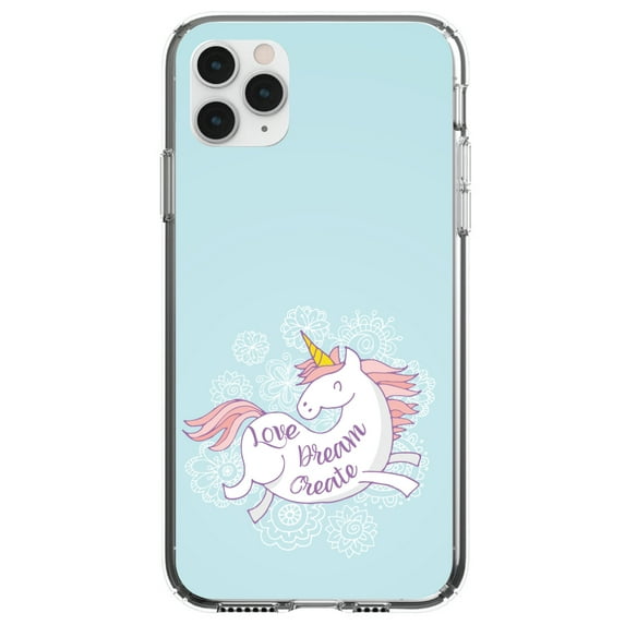 DistinctInk Clear Hybrid Case for Apple iPhone 12 (6.1" Screen) - Love / Dream / Create - Lightweight Grip