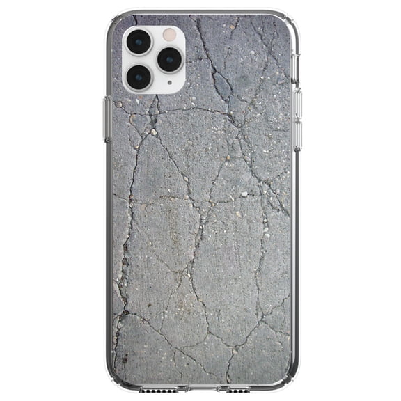 DistinctInk Clear Hybrid Case for Apple iPhone 12 (6.1" Screen) - Grey Cracked Concrete - Shockproof Protection