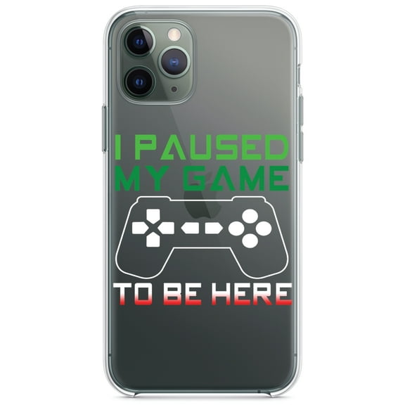 DistinctInk Clear Hybrid Case for Apple iPhone 12 (6.1" Screen) - I Paused My Game to Be Here Gamer Video Games - Wireless Charging Compatible