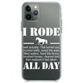 thumbnail image 1 of DistinctInk Clear Shockproof Hybrid Case for iPhone 12 / 12 PRO (6.1" Screen) - TPU Bumper Acrylic Back Tempered Glass Screen Protector - I Rode All Day - Horse, 1 of 2