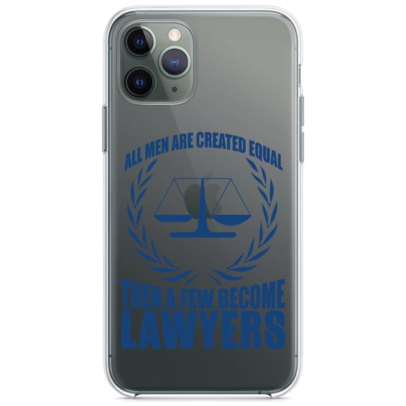 DistinctInk Clear Hybrid Case for Apple iPhone 12 (6.1" Screen) - All Men Created Equal A Few Become Lawyers - Wireless Charging Compatible