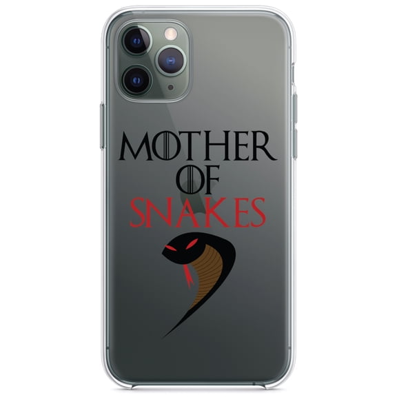 DistinctInk Clear Hybrid Case for Apple iPhone 12 (6.1" Screen) - Mother of Snakes - Raised Bezel Screen Guard