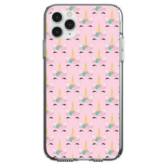 DistinctInk Clear Hybrid Case for Apple iPhone 12 (6.1" Screen) - Pink Purple Black - Shockproof Protection