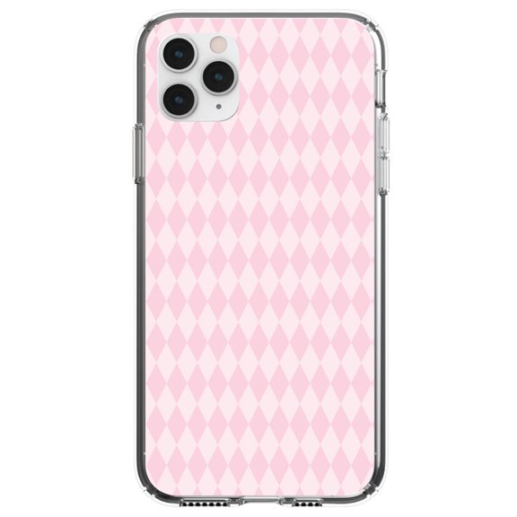 DistinctInk Clear Hybrid Case for Apple iPhone 12 (6.1" Screen) - Pink Diamond Pattern - Lightweight Grip