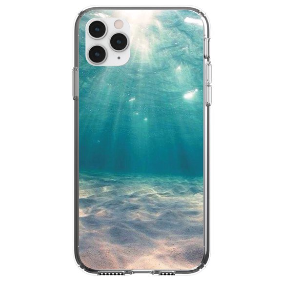 DistinctInk Clear Hybrid Case for Apple iPhone 12 (6.1" Screen) - Underwater Sun Sand - Shockproof Protection