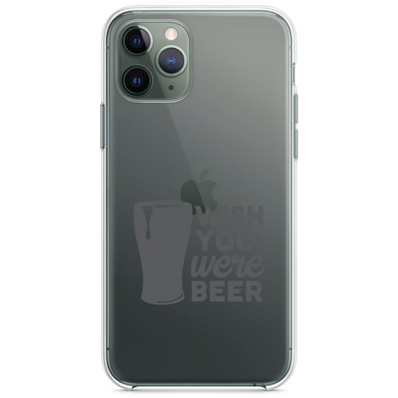 DistinctInk Clear Hybrid Case for Apple iPhone 12 (6.1" Screen) - Wish You Were BEER - Lightweight Grip
