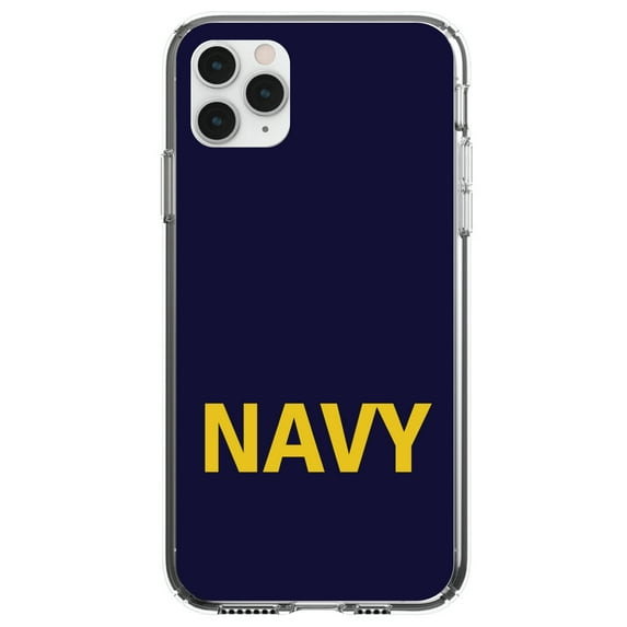 DistinctInk Clear Hybrid Case for Apple iPhone 12 (6.1" Screen) - Show Your Support for the Navy - Slim Profile Design