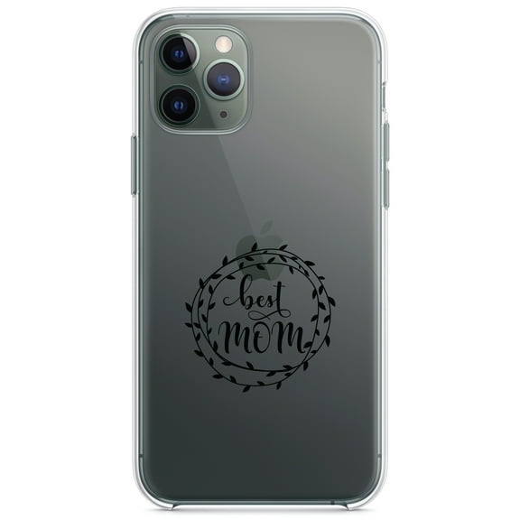 DistinctInk Clear Hybrid Case for Apple iPhone 12 Mini (5.4" Screen) - Vine Wreath - Wireless Charging Compatible