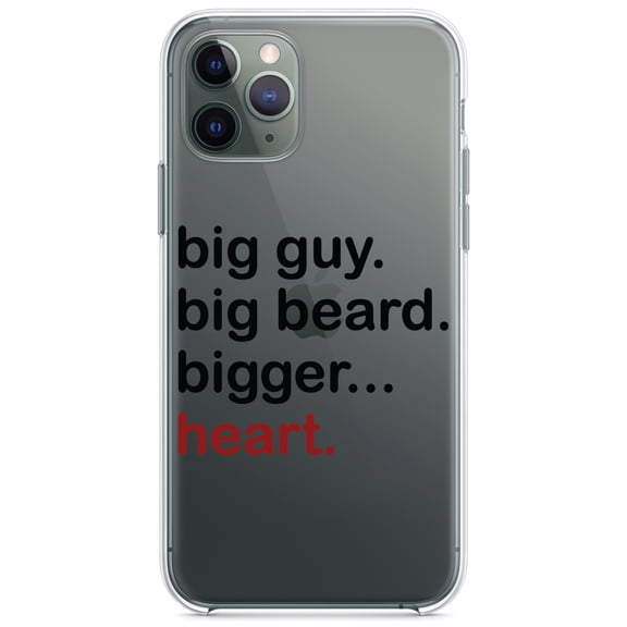 DistinctInk Clear Hybrid Case for Apple iPhone 12 Mini (5.4" Screen) - Big Guy. Big Beard. Bigger Heart. - Lightweight Grip