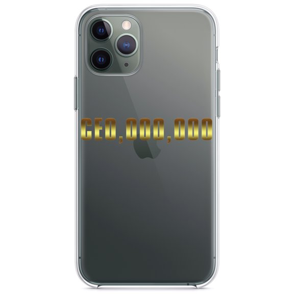 DistinctInk Clear Hybrid Case for Apple iPhone 12 Mini (5.4" Screen) - CEO,000,000 Entrepreneur 3 commo - Tempered Glass Back