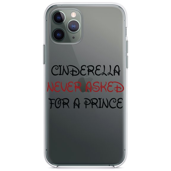 DistinctInk Clear Hybrid Case for Apple iPhone 12 Mini (5.4" Screen) - Cinderella Never Asked For a Prince - Raised Bezel Screen Guard