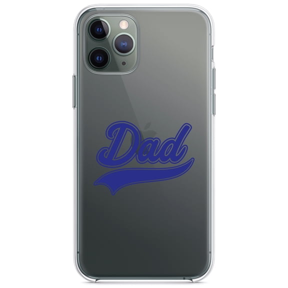 DistinctInk Clear Hybrid Case for Apple iPhone 12 Mini (5.4" Screen) - Dad Word Graphic Blue - Lightweight Grip