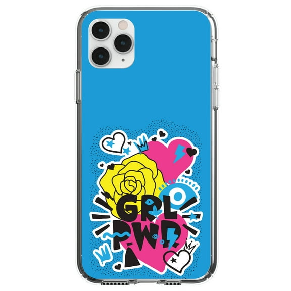 DistinctInk Clear Hybrid Case for Apple iPhone 12 Mini (5.4" Screen) - Blue, Pink, Yellow - Slim Profile Design