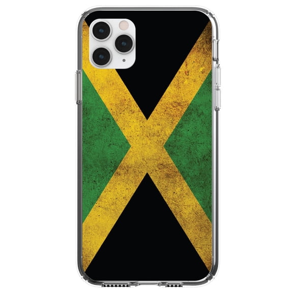 DistinctInk Clear Hybrid Case for Apple iPhone 12 Mini (5.4" Screen) - Show Your Love of Jamaica - Slim Profile Design