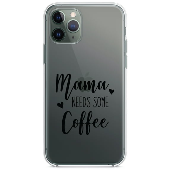 DistinctInk Clear Hybrid Case for Apple iPhone 12 Mini (5.4" Screen) - Mama Needs Some Coffee - Wireless Charging Compatible