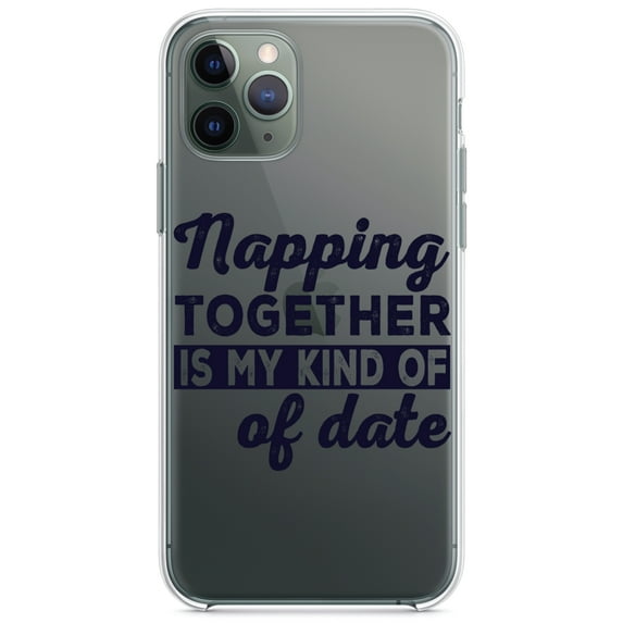 DistinctInk Clear Hybrid Case for Apple iPhone 12 Mini (5.4" Screen) - Napping Together is My Kind of Date - Shockproof Protection