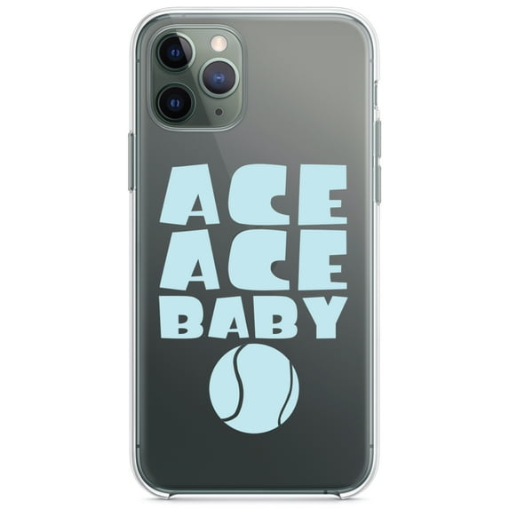 DistinctInk Clear Hybrid Case for Apple iPhone 12 Pro Max (6.7" Screen) - Ace Ace Baby Tennis - Slim Profile Design