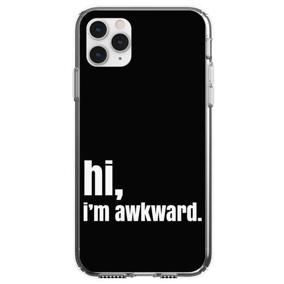 DistinctInk Clear Hybrid Case for Apple iPhone 12 Pro Max (6.7" Screen) - Black White "hi, I'm awkward. - Lightweight Grip