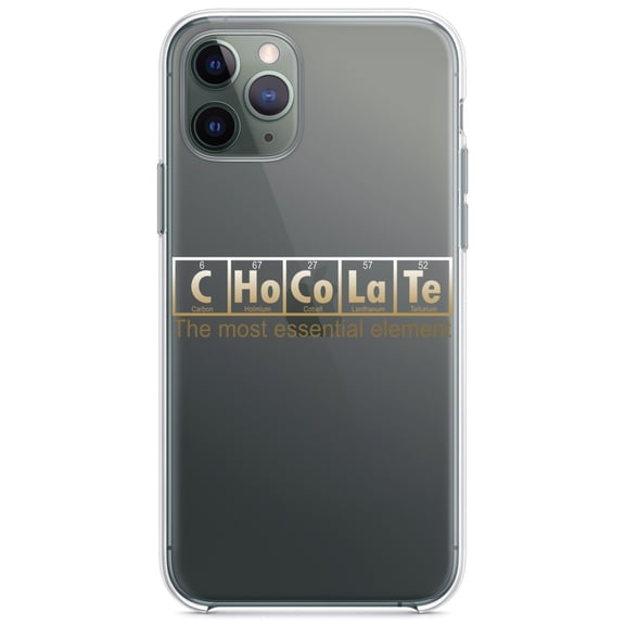 DistinctInk Clear Hybrid Case for Apple iPhone 12 Pro Max (6.7" Screen) - Chocolate The Most Essential Element - Slim Profile Design