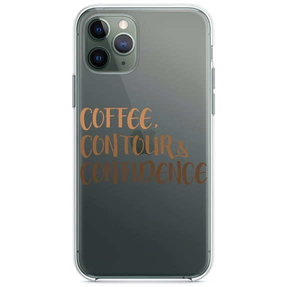 DistinctInk Clear Hybrid Case for Apple iPhone 12 Pro Max (6.7" Screen) - Coffee Contour & Confidence - Raised Bezel Screen Guard