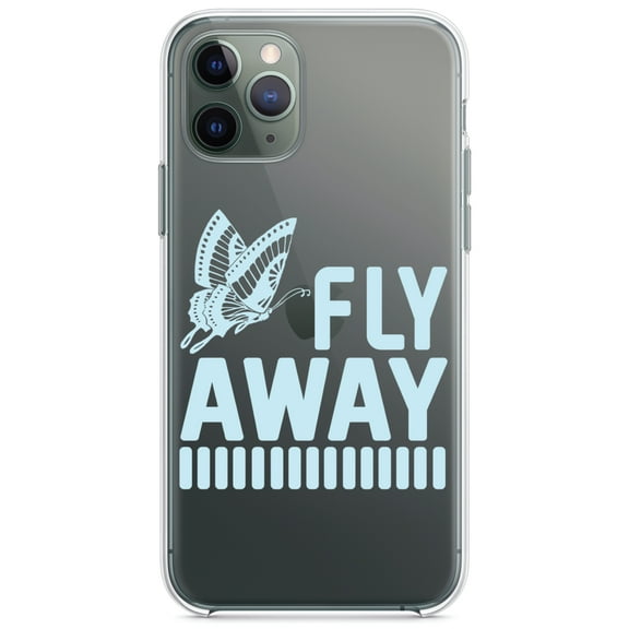 DistinctInk Clear Hybrid Case for Apple iPhone 12 Pro Max (6.7" Screen) - Butterfly Blue - Slim Profile Design