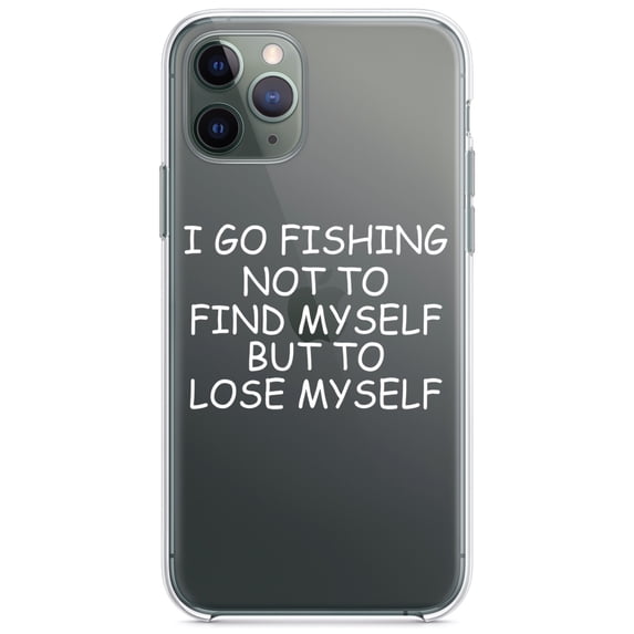 DistinctInk Clear Hybrid Case for Apple iPhone 12 Pro Max (6.7" Screen) - Go Fishing Not to Find Myself to Lose Myself - Shockproof Protection