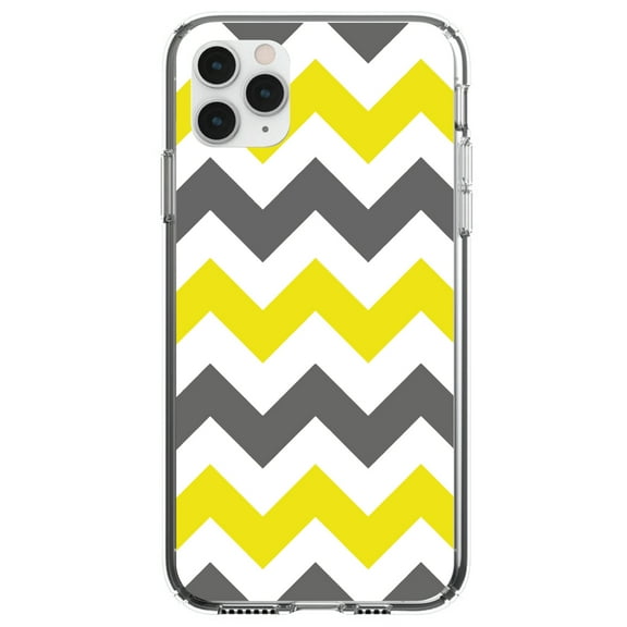 DistinctInk Clear Hybrid Case for Apple iPhone 12 Pro Max (6.7" Screen) - Chevron Stripes Pattern - Wireless Charging Compatible
