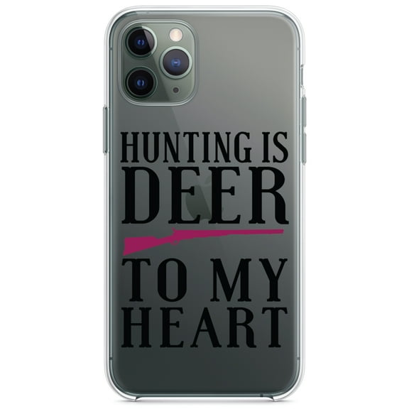 DistinctInk Clear Hybrid Case for Apple iPhone 12 Pro Max (6.7" Screen) - Hunting is DEER to My Heart - Slim Profile Design