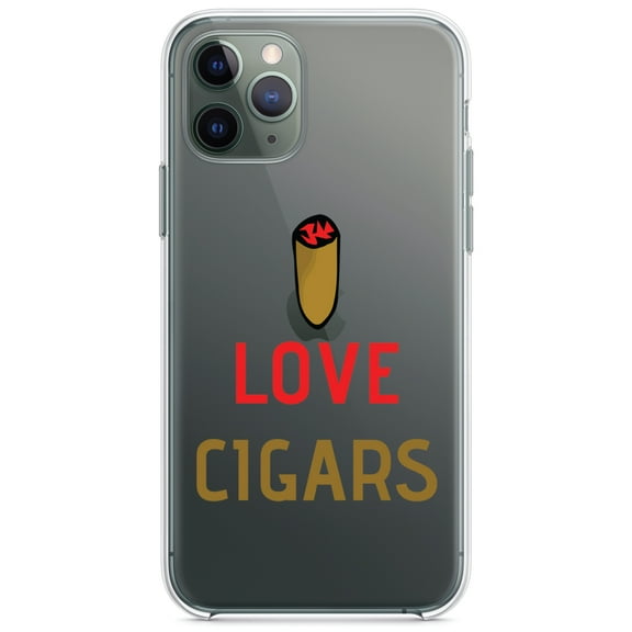 DistinctInk Clear Hybrid Case for Apple iPhone 12 Pro Max (6.7" Screen) - I Love Cigars - Lightweight Grip