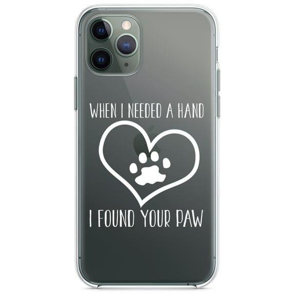 DistinctInk Clear Hybrid Case for Apple iPhone 12 Pro Max (6.7" Screen) - When I Need A Hand I Found Your Paw - Tempered Glass Back