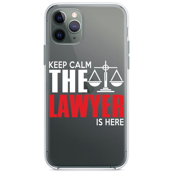 DistinctInk Clear Hybrid Case for Apple iPhone 12 Pro Max (6.7" Screen) - Keep Calm The Lawyer Is Here - Tempered Glass Back