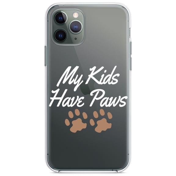 DistinctInk Clear Hybrid Case for Apple iPhone 12 Pro Max (6.7" Screen) - My Kids Have Paws - Lightweight Grip
