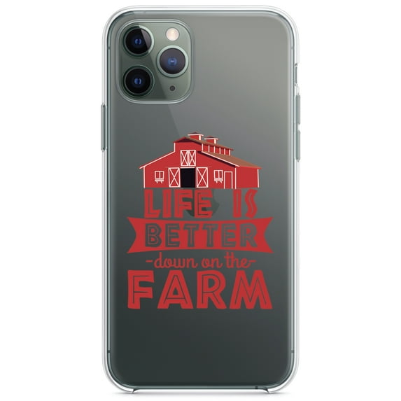 DistinctInk Clear Hybrid Case for Apple iPhone 12 Pro Max (6.7" Screen) - Life is Better Down on the Farm - Tempered Glass Back