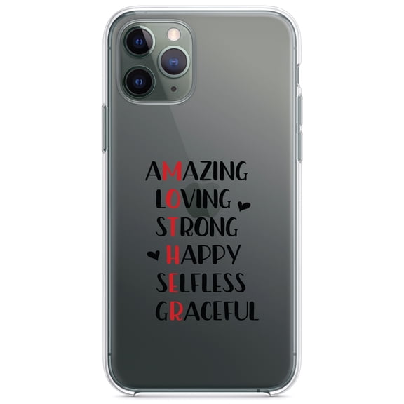 DistinctInk Clear Hybrid Case for Apple iPhone 12 Pro Max (6.7" Screen) - Amazing, Loving, Strong - Slim Profile Design