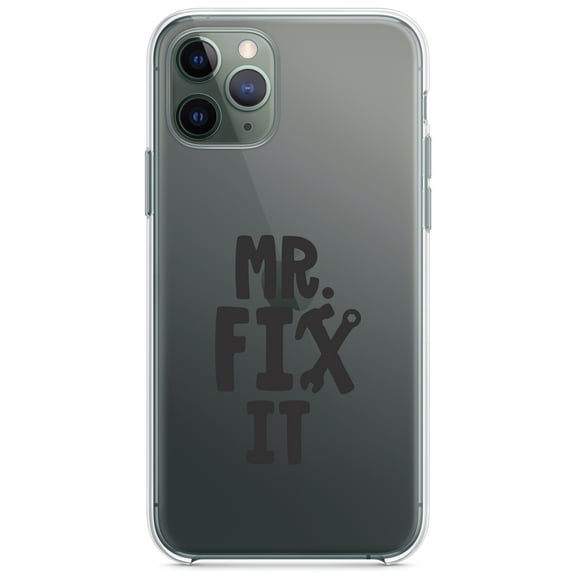 DistinctInk Clear Hybrid Case for Apple iPhone 12 Pro Max (6.7" Screen) - Mr. Fix It Wrench - Shockproof Protection