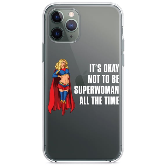 DistinctInk Clear Hybrid Case for Apple iPhone 12 Pro Max (6.7" Screen) - It's Ok Not To Be Superwoman All The Time - Raised Bezel Screen Guard