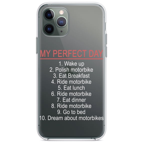 DistinctInk Clear Hybrid Case for Apple iPhone 12 Pro Max (6.7" Screen) - Motorbike Motorcycle - Lightweight Grip
