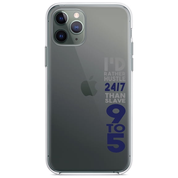 DistinctInk Clear Hybrid Case for Apple iPhone 12 Pro Max (6.7" Screen) - Rather Hustle 24/7 Than Slave 9 to 5 - Lightweight Grip